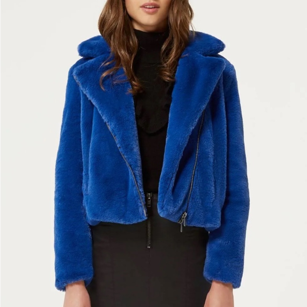 Rebecca Minkoff Blue Faux Fur Jacket